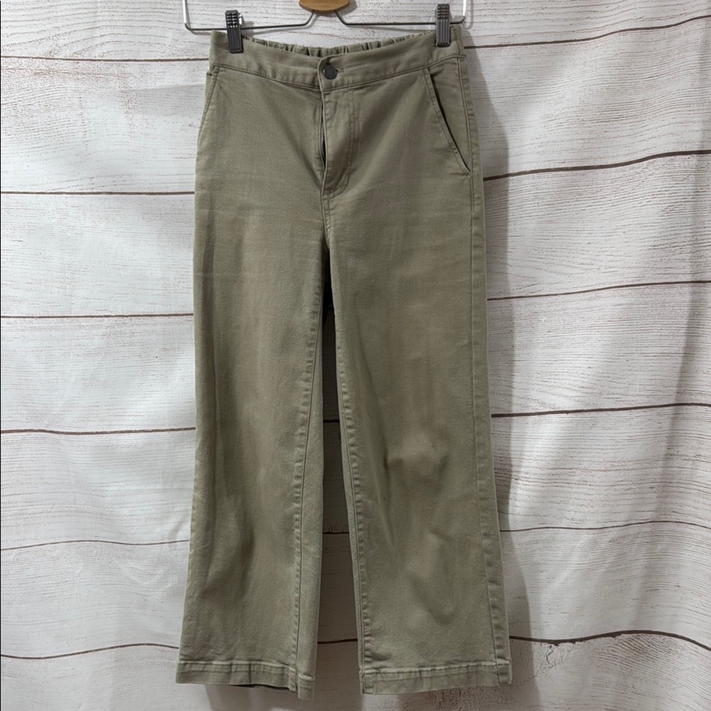Oak + Fork Women's gently used tan wide leg pants size Small